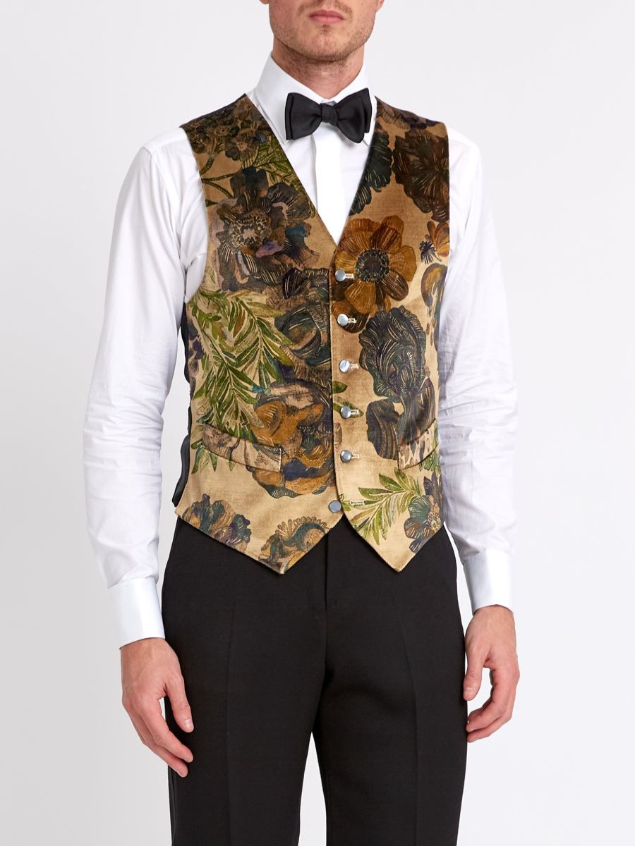 Menswear Favourbrook Waistcoats | Jeffrey Rose Tree Garden Cotton Single Breasted 6 Button Waistcoat