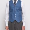 Menswear Favourbrook Waistcoats | Airforce Blue Wool Single Breasted 6 Button Waistcoat