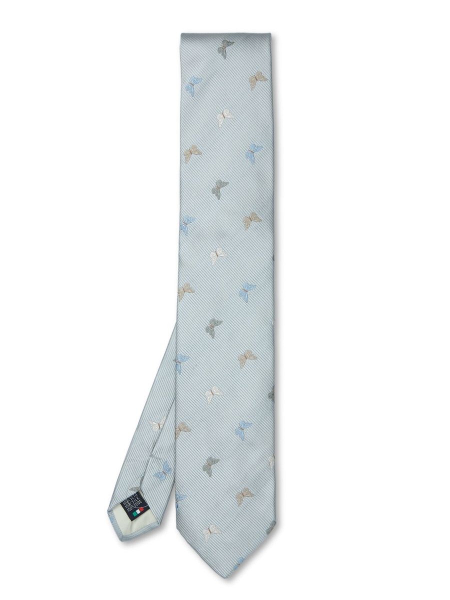 Menswear Favourbrook Ties | Grey Butterfly Silk Tie