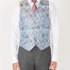 Menswear Favourbrook Waistcoats | Sky Blue Davenport Silk Single Breasted 6 Button Waistcoat