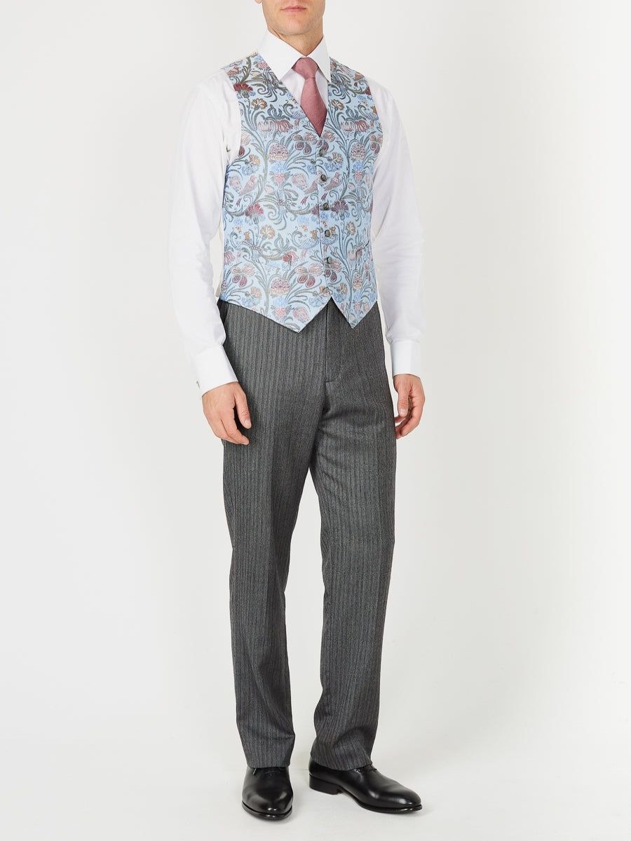 Menswear Favourbrook Waistcoats | Sky Blue Davenport Silk Single Breasted 6 Button Waistcoat