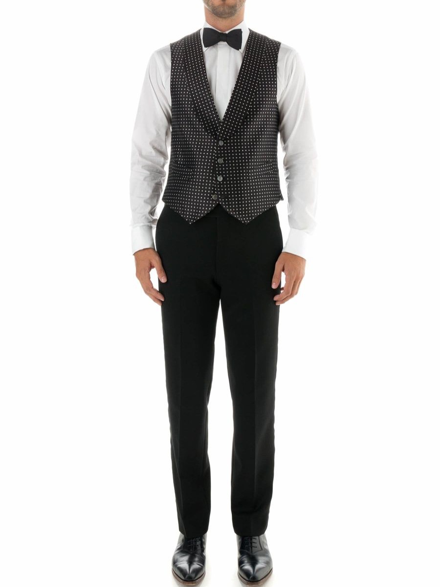 Menswear Favourbrook Waistcoats | Black Pickwick Silk Single Breasted 4 Button Shawl Lapel Waistcoat