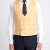 Menswear Favourbrook Waistcoats | Canary Yellow Alnwick Herringbone Double Breasted 8 Button Shawl Lapel Waistcoat