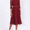 Womenswear Favourbrook Dresses | Serena Longer Circle Dress Ox Blood Plain Georgette