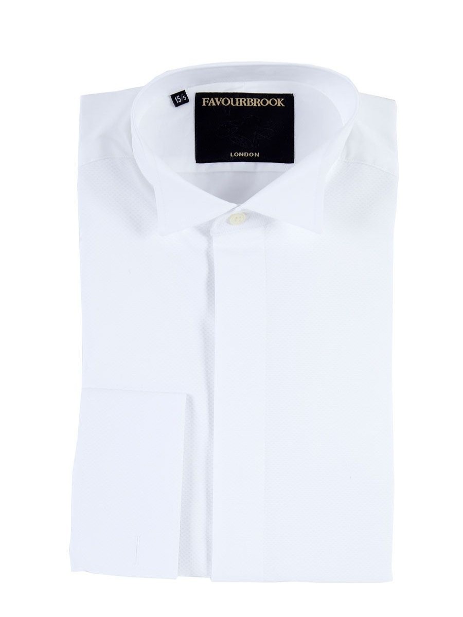 Menswear Favourbrook Shirts | White Poplin/Marcella Cotton Wing Collar Dress Shirt