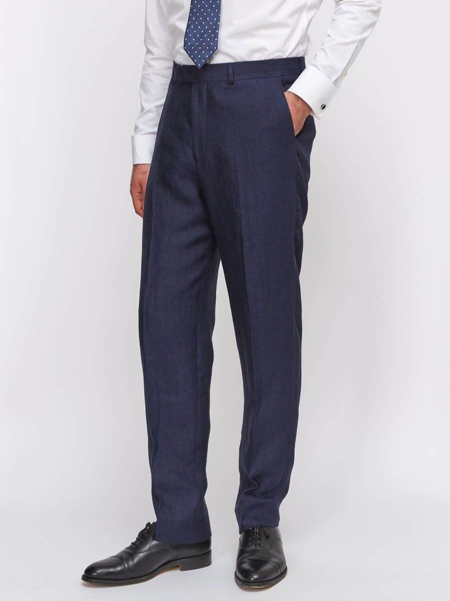 Menswear Favourbrook Trousers | Navy Ethan Herringbone Windsor Trousers