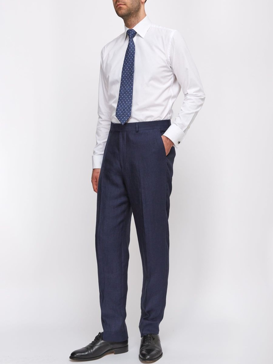 Menswear Favourbrook Trousers | Navy Ethan Herringbone Windsor Trousers