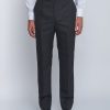 Menswear Favourbrook Trousers | Charcoal Windsor Herringbone High Waisted Flat Front Trousers