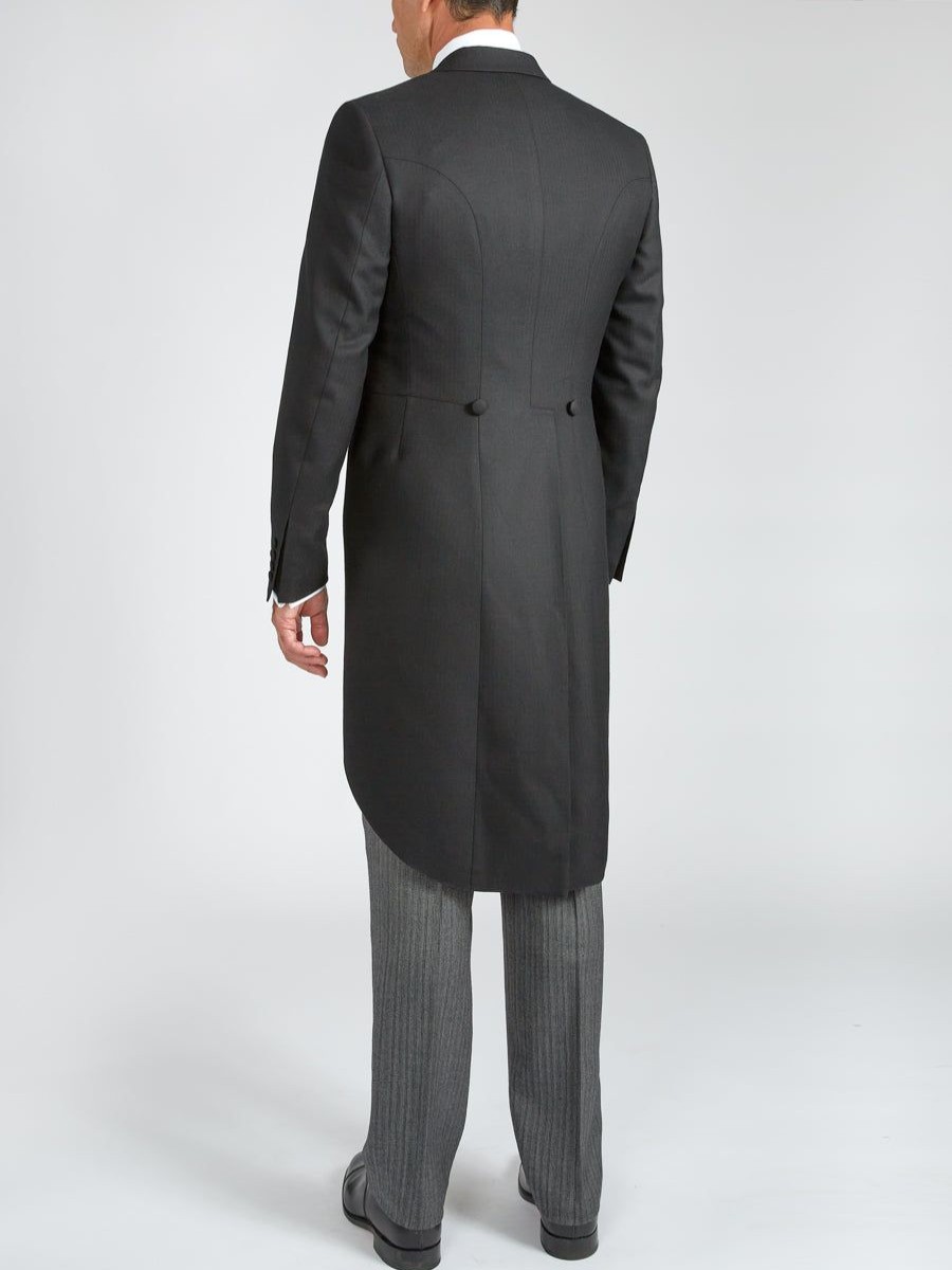 Menswear Favourbrook Morning Coats | Black Windsor Herringbone Wool Morning Coat