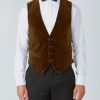 Menswear Favourbrook Waistcoats | Cardamon Velvet Cotton Single Breasted 4 Button Piped Waistcoat