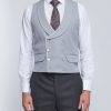 Menswear Favourbrook Waistcoats | Grey Gabardine Wool Double Breasted 8 Button Shawl Lapel Piped Waistcoat