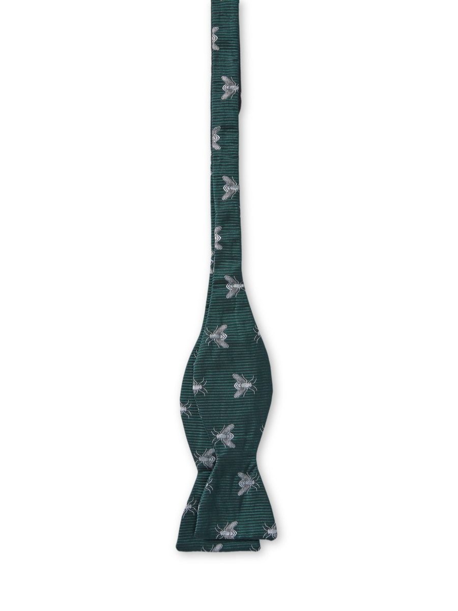 Menswear Favourbrook Bow Ties & Cummerbunds | Green & Silver Silk Bees Bow Tie