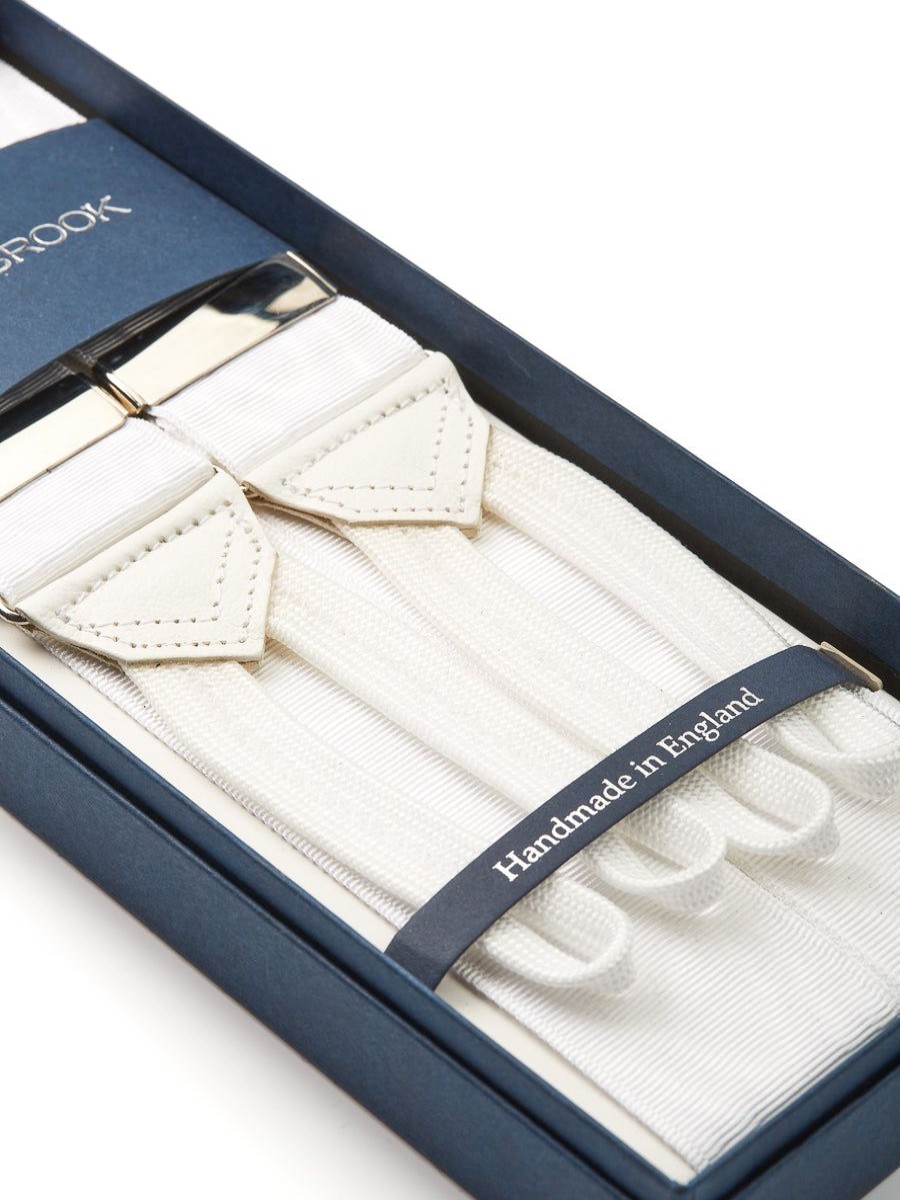 Menswear Favourbrook Braces | White Moire Silk Braces