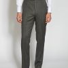 Menswear Favourbrook Trousers | Grey Westminster Stripe Wool High Waisted Flat Front Trouser