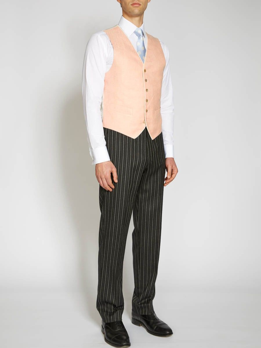 Menswear Favourbrook Waistcoats | Pink Randwick Single Breasted 6 Button Piped Waistcoat