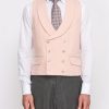 Menswear Favourbrook Waistcoats | Blush Gabardine Double Breasted 8 Button Shawl Lapel Waistcoat