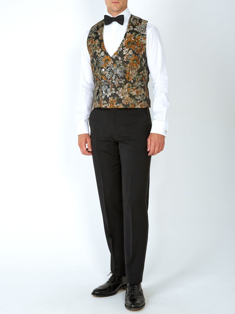 Menswear Favourbrook Waistcoats | Olive Chatsworth Double Breasted 8 Button Shawl Lapel Waistcoat