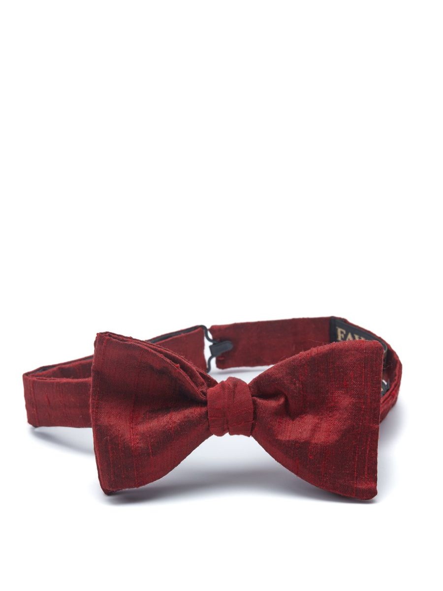 Menswear Favourbrook Bow Ties & Cummerbunds | Burgundy Douppion Silk Bow Tie