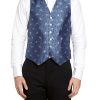 Menswear Favourbrook Waistcoats | Navy Peacock Silk Single Breasted 6 Button Waistcoat