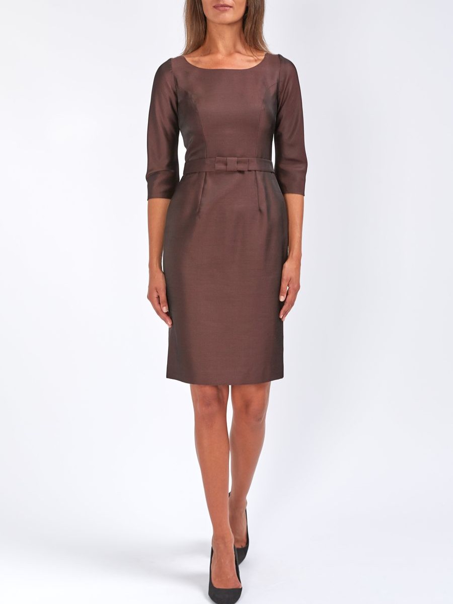 Womenswear Favourbrook Dresses | Serena Straight Dress Taramind Plain Connaught Silk