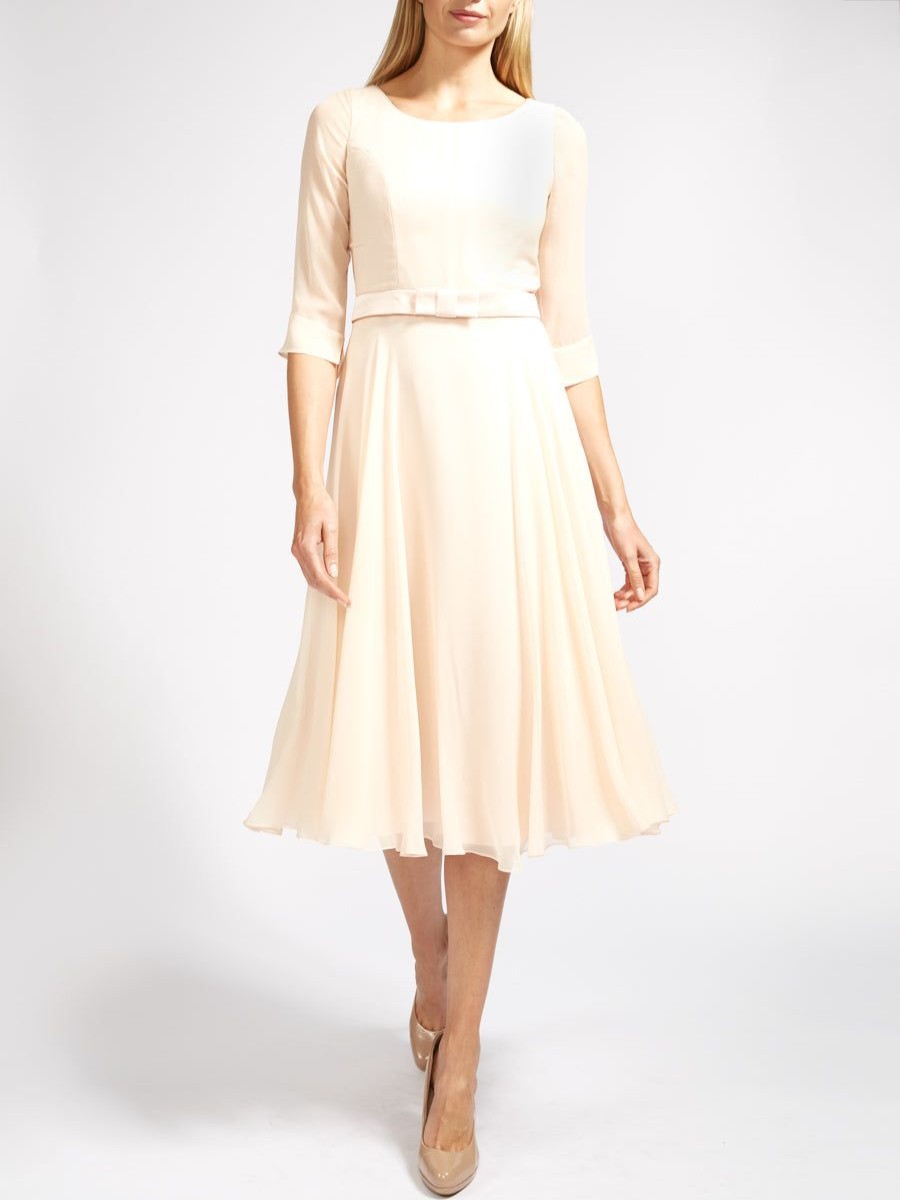 Womenswear Favourbrook Dresses | Serena Longer Circle Dress Blush Plain Georgette