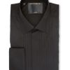 Menswear Favourbrook Shirts | Black Poplin Pleated Pintuck Dress Shirt