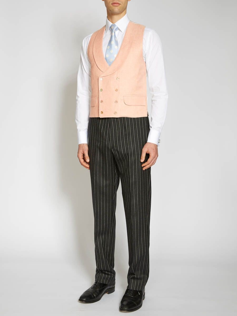 Menswear Favourbrook Waistcoats | Pink Randwick Double Breasted 8 Button Shawl Lapel Piped Waistcoat