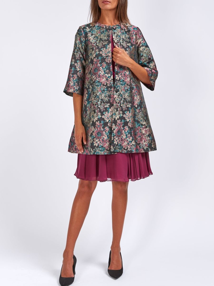 Womenswear Favourbrook Jackets & Coats | Swing Coat Pink Chatsworth Silk Jacquard