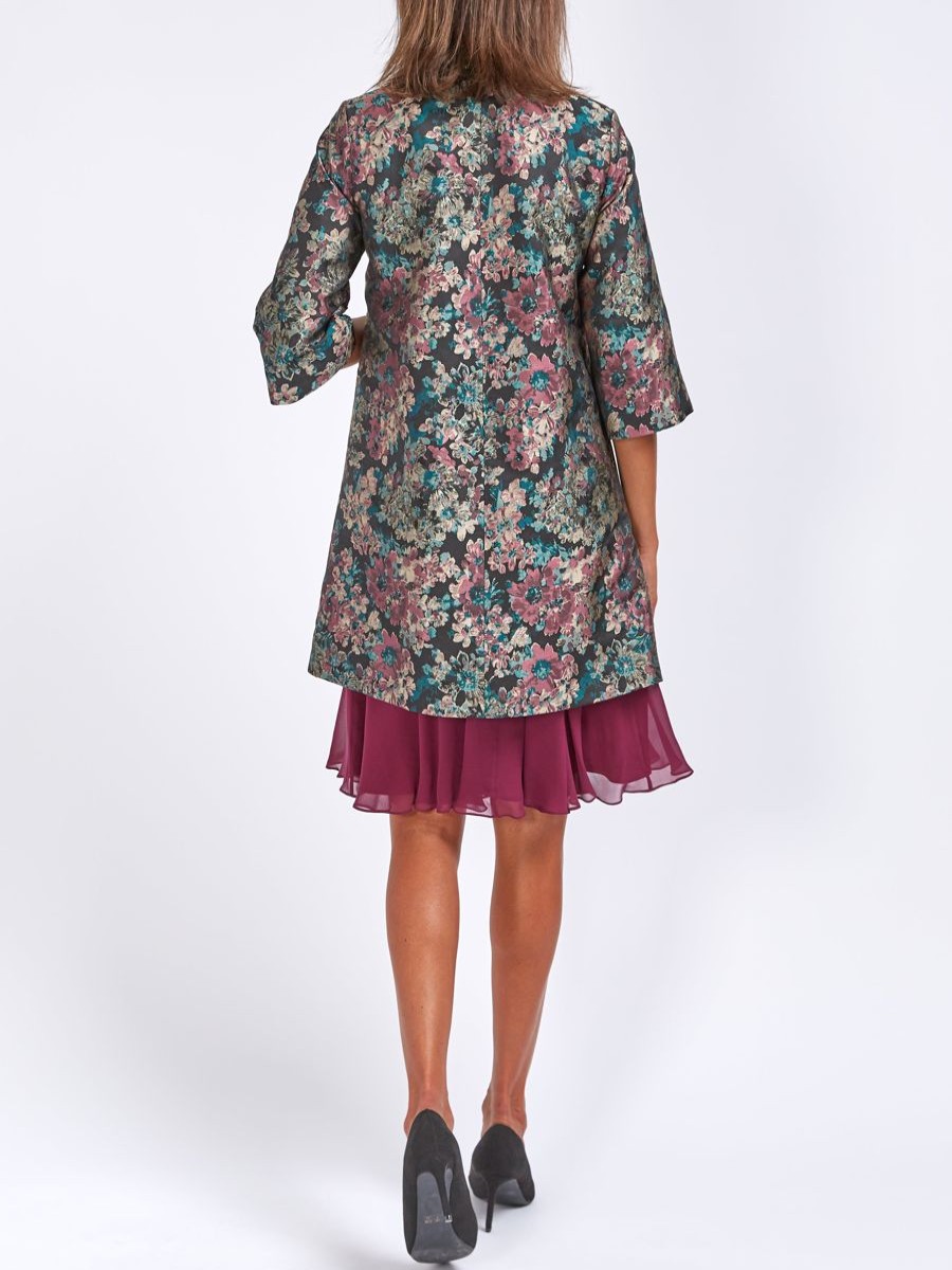 Womenswear Favourbrook Jackets & Coats | Swing Coat Pink Chatsworth Silk Jacquard