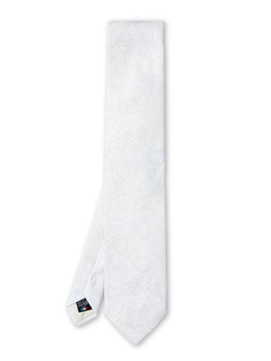 Menswear Favourbrook Ties | White Paisley Silk Tie