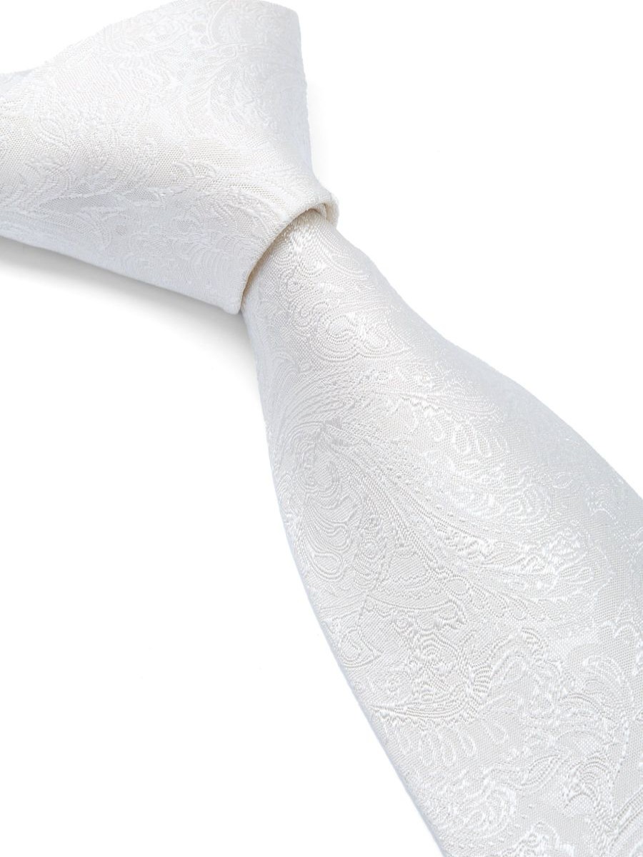 Menswear Favourbrook Ties | White Paisley Silk Tie