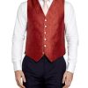 Menswear Favourbrook Waistcoats | Red Peacock Silk Single Breasted 6 Button Waistcoat