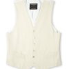 Menswear Favourbrook Waistcoats | Cream Gabardine Wool Single Breasted 6 Button Waistcoat