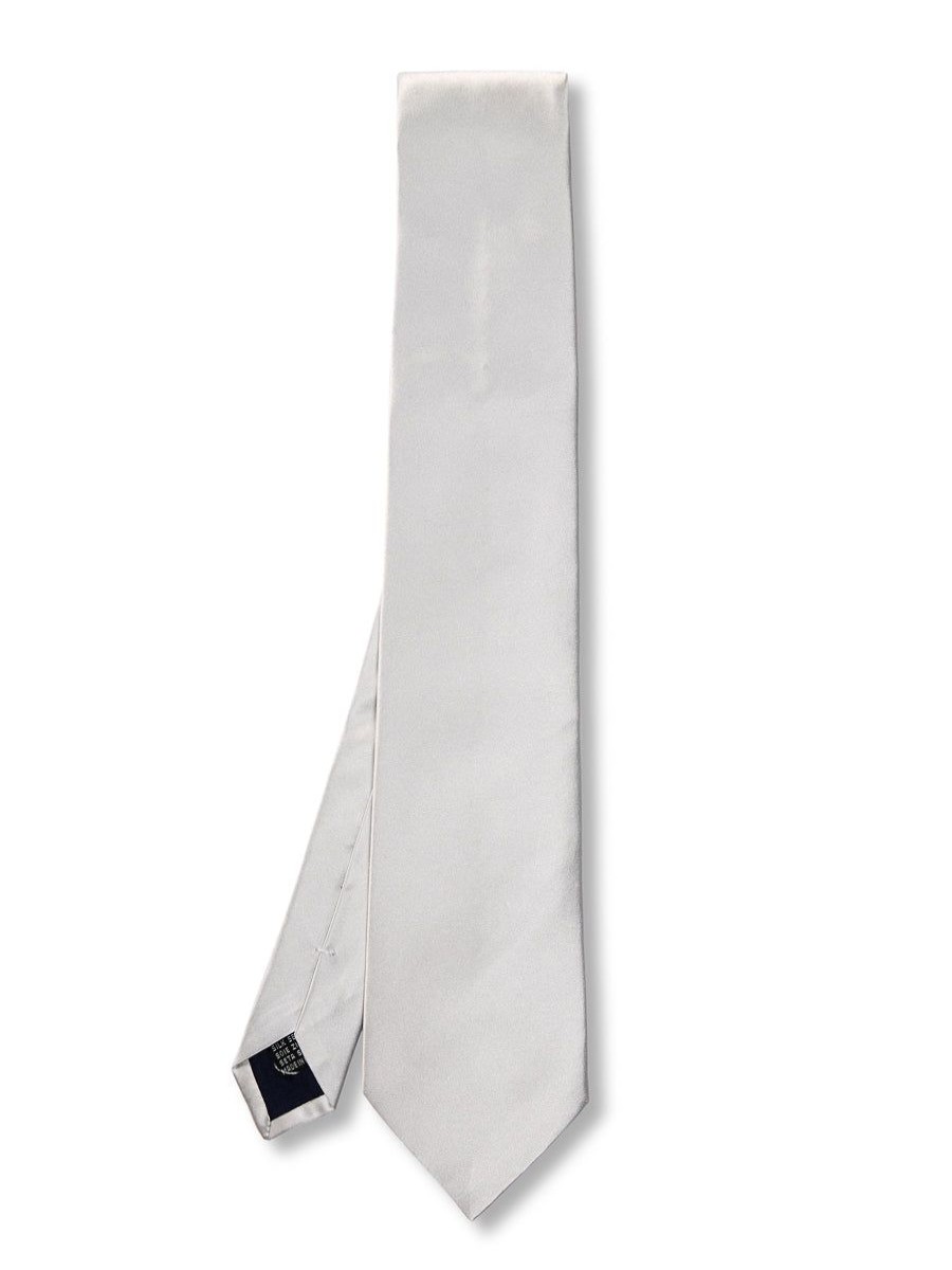 Menswear Favourbrook Ties | Light Silver Duchesse Satin Silk Tie