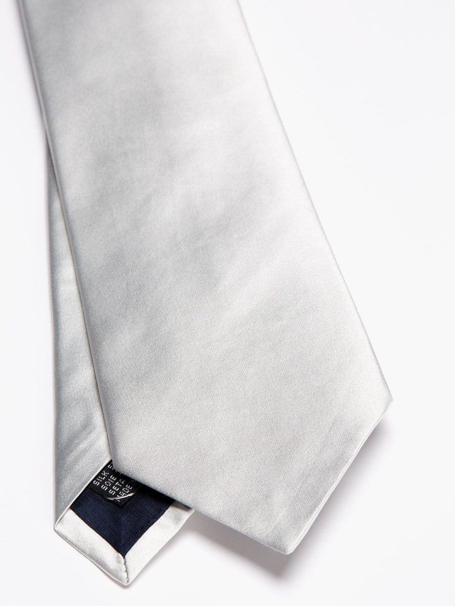 Menswear Favourbrook Ties | Light Silver Duchesse Satin Silk Tie