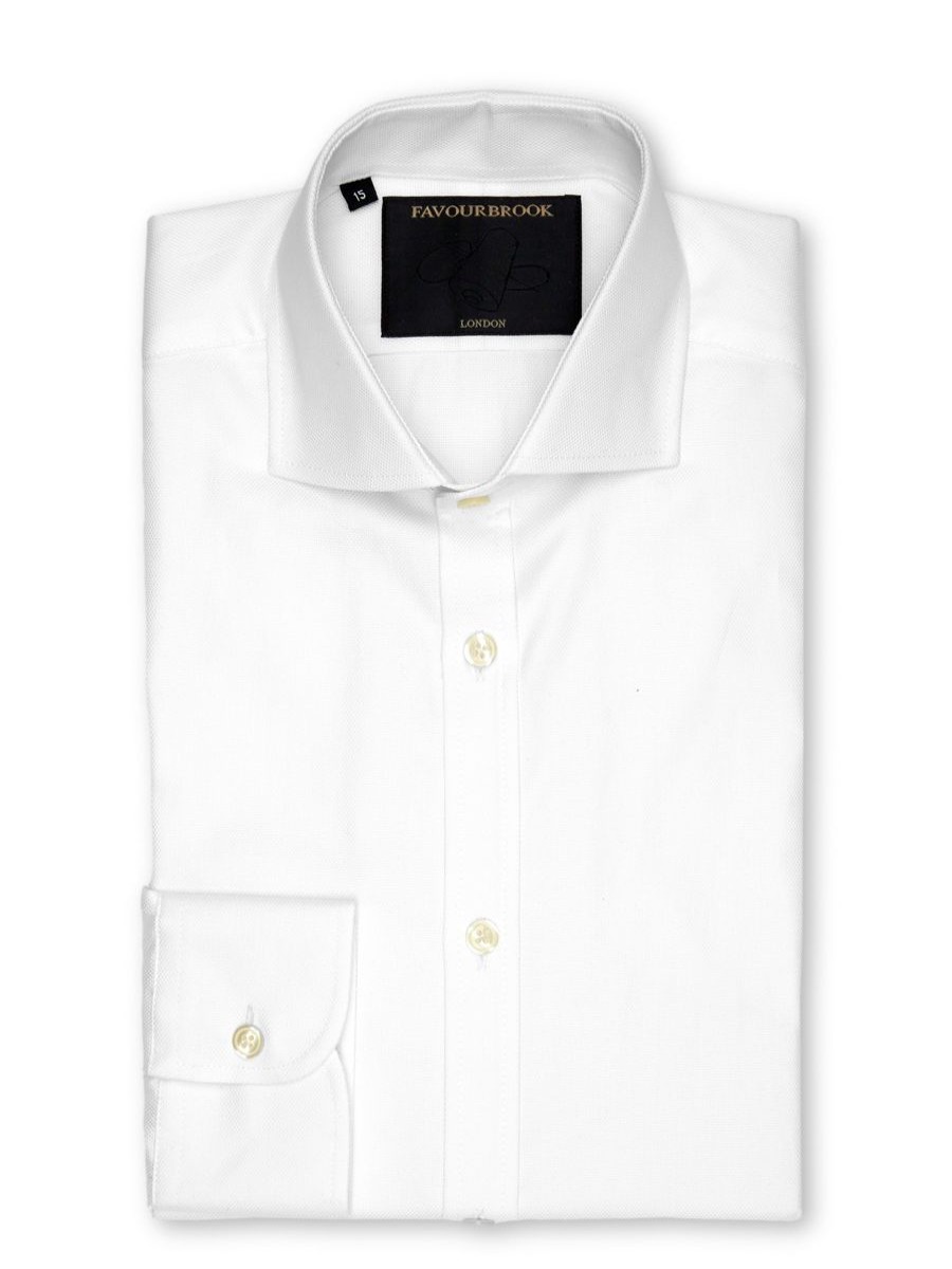 Menswear Favourbrook Shirts | White Eaton Cotton Cutaway Collar Shirt