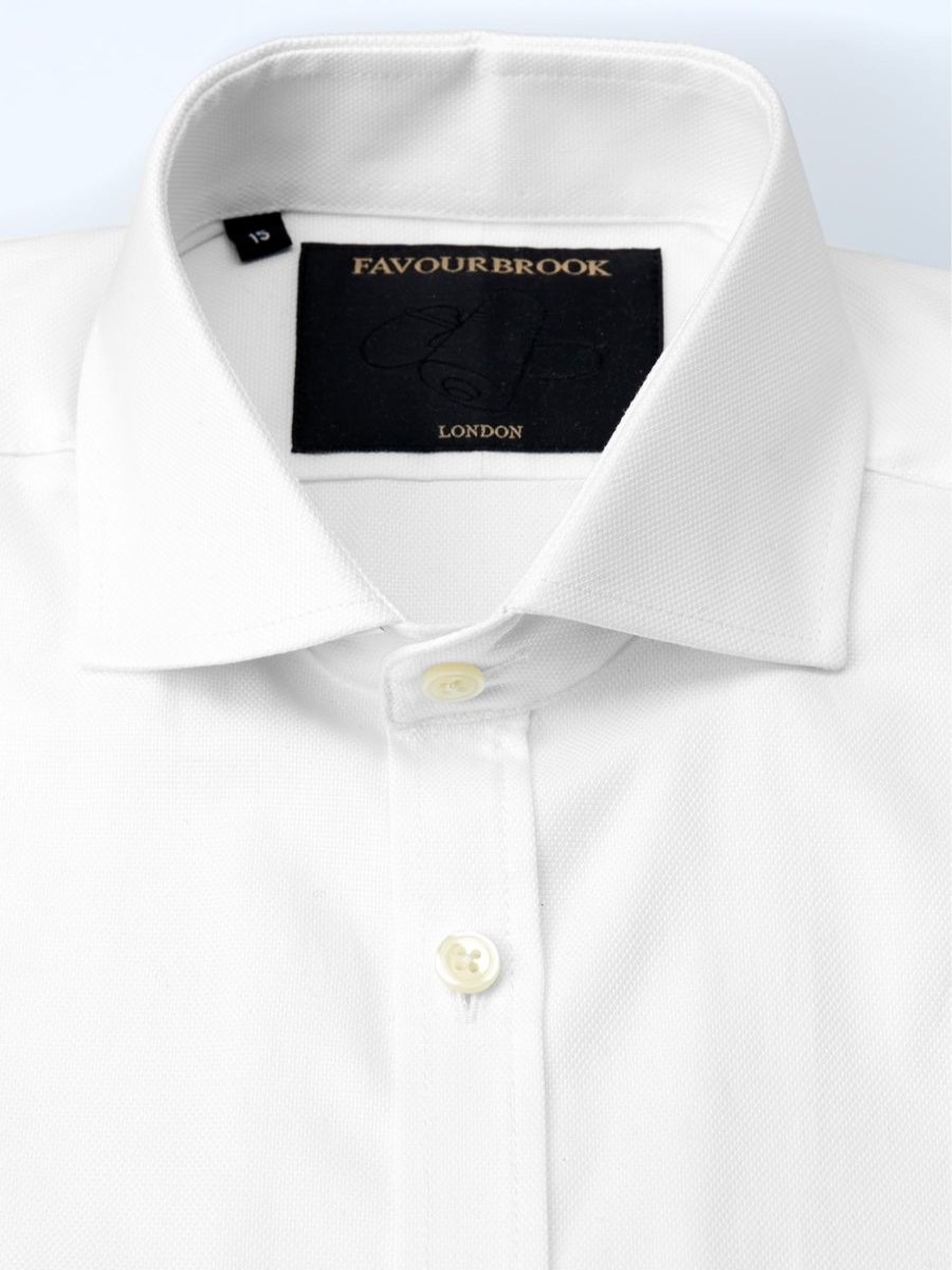 Menswear Favourbrook Shirts | White Eaton Cotton Cutaway Collar Shirt