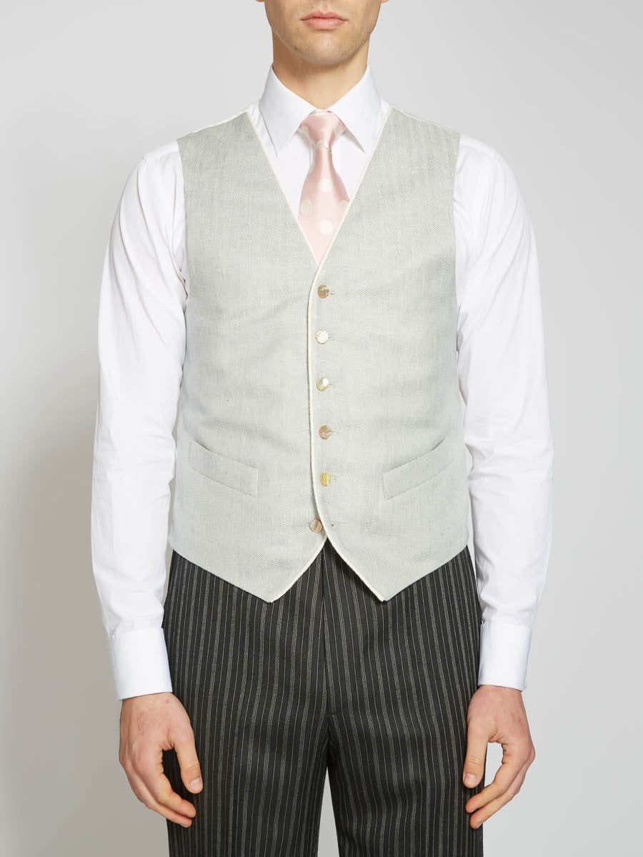 Menswear Favourbrook Waistcoats | Pistachio Randwick Single Breasted 6 Button Piped Waistcoat