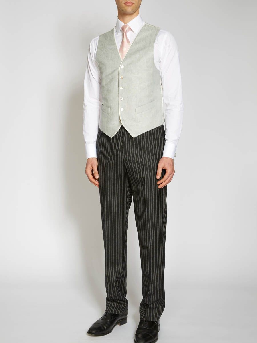 Menswear Favourbrook Waistcoats | Pistachio Randwick Single Breasted 6 Button Piped Waistcoat