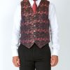 Menswear Favourbrook Waistcoats | Charcoal Pink Brimstone Silk Single Breasted 6 Button Waistcoat