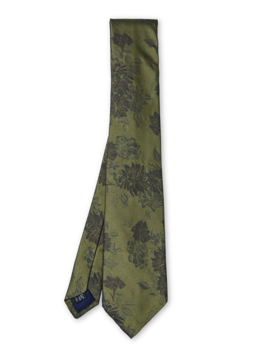 Menswear Favourbrook Ties | Olive Bourgainville Reverse Tie