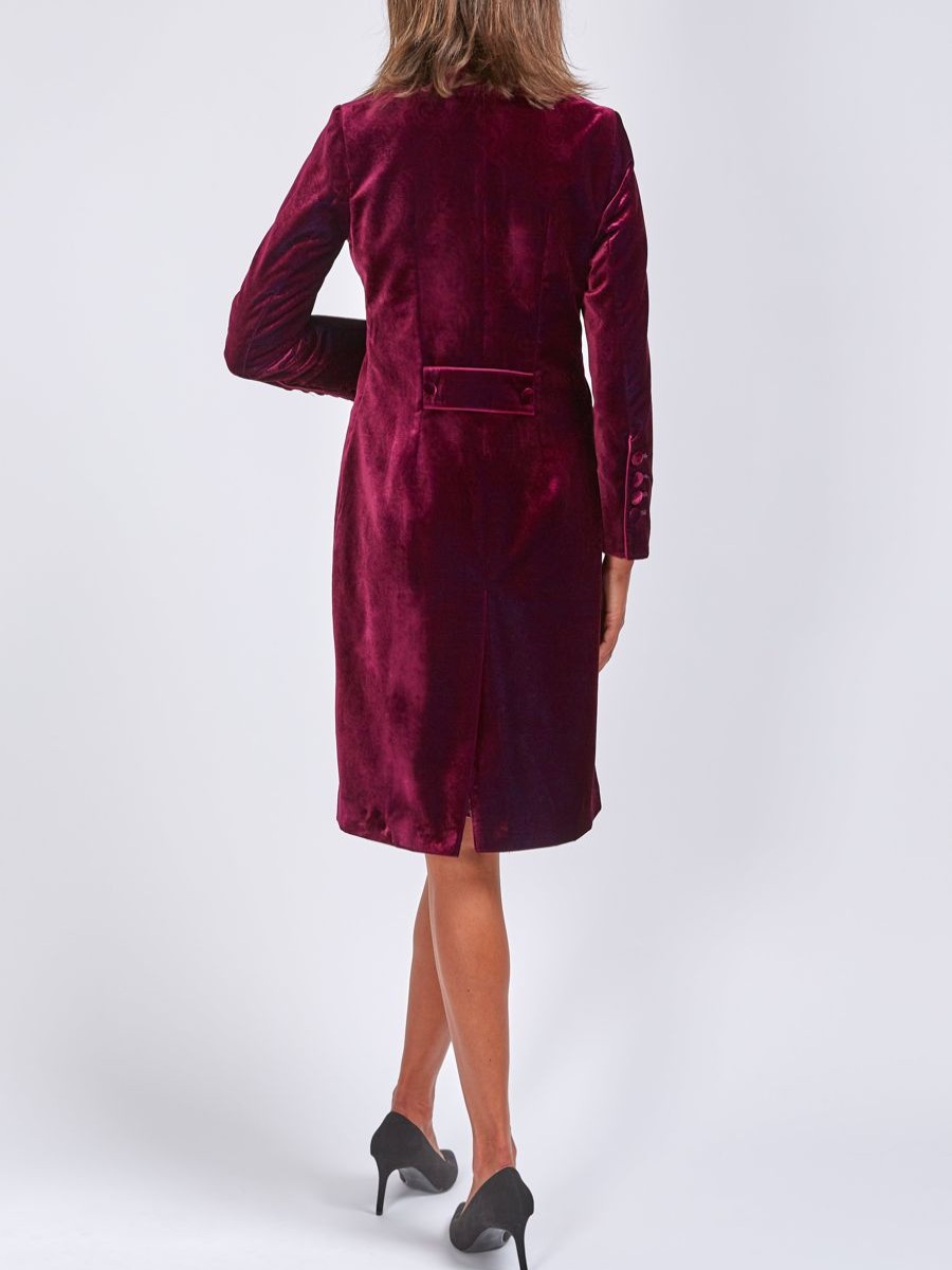 Womenswear Favourbrook Jackets & Coats | Soho Coat Burgundy Embossed Velvet