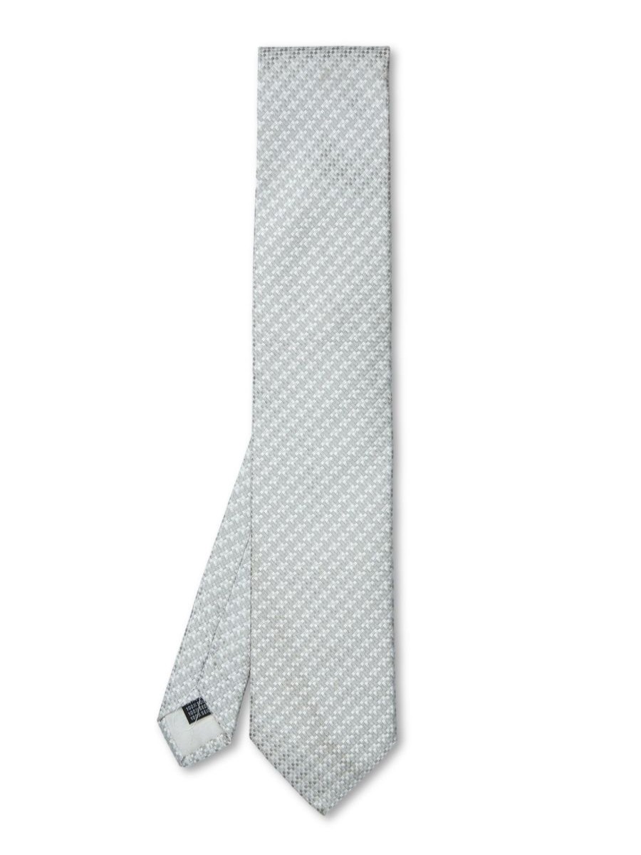 Menswear Favourbrook Ties | Silver Dogtooth Silk Tie