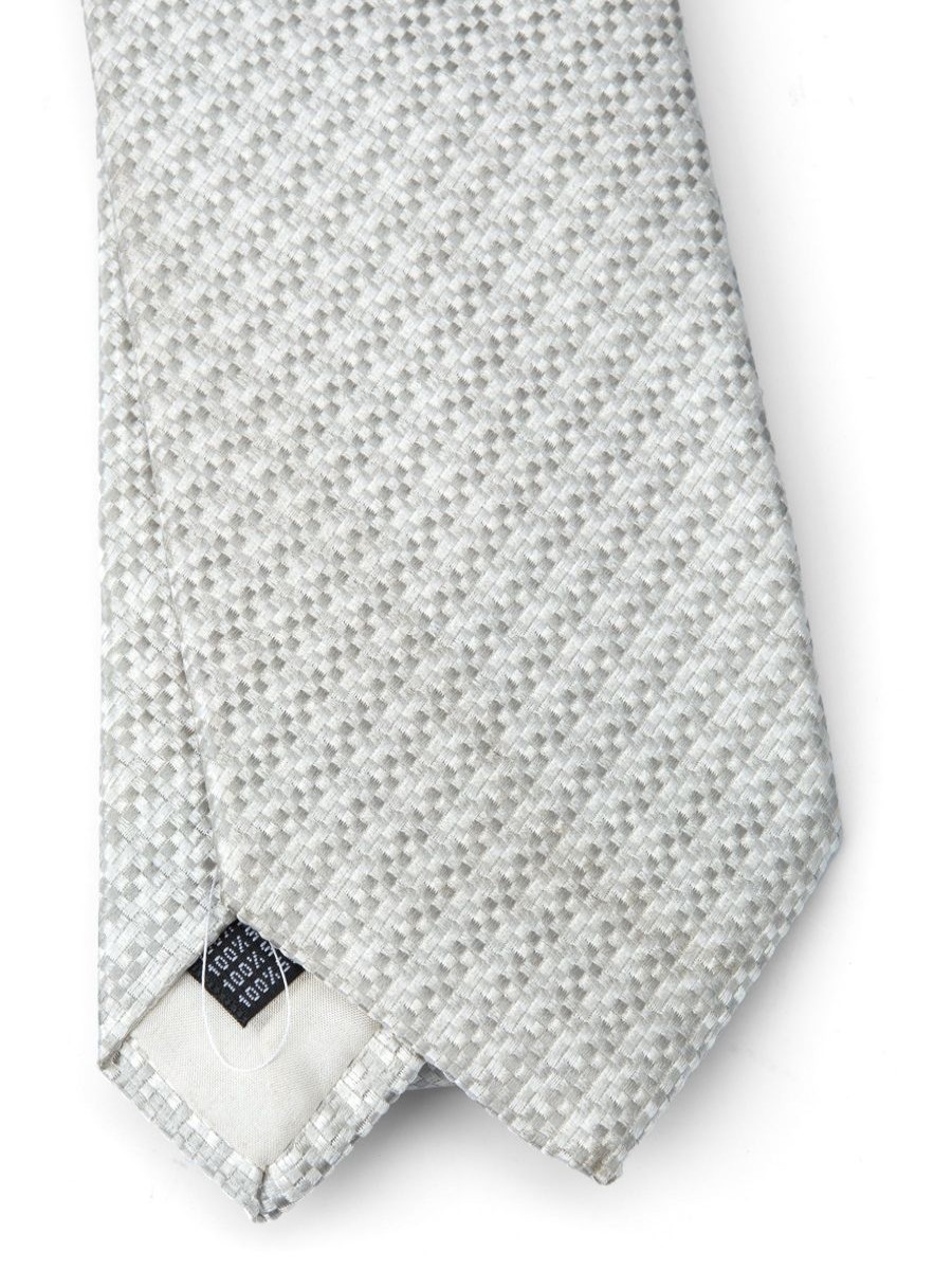 Menswear Favourbrook Ties | Silver Dogtooth Silk Tie