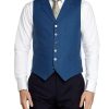 Menswear Favourbrook Waistcoats | French Navy Evering Linen Single Breasted 6 Button Notch Lapel Waistcoat