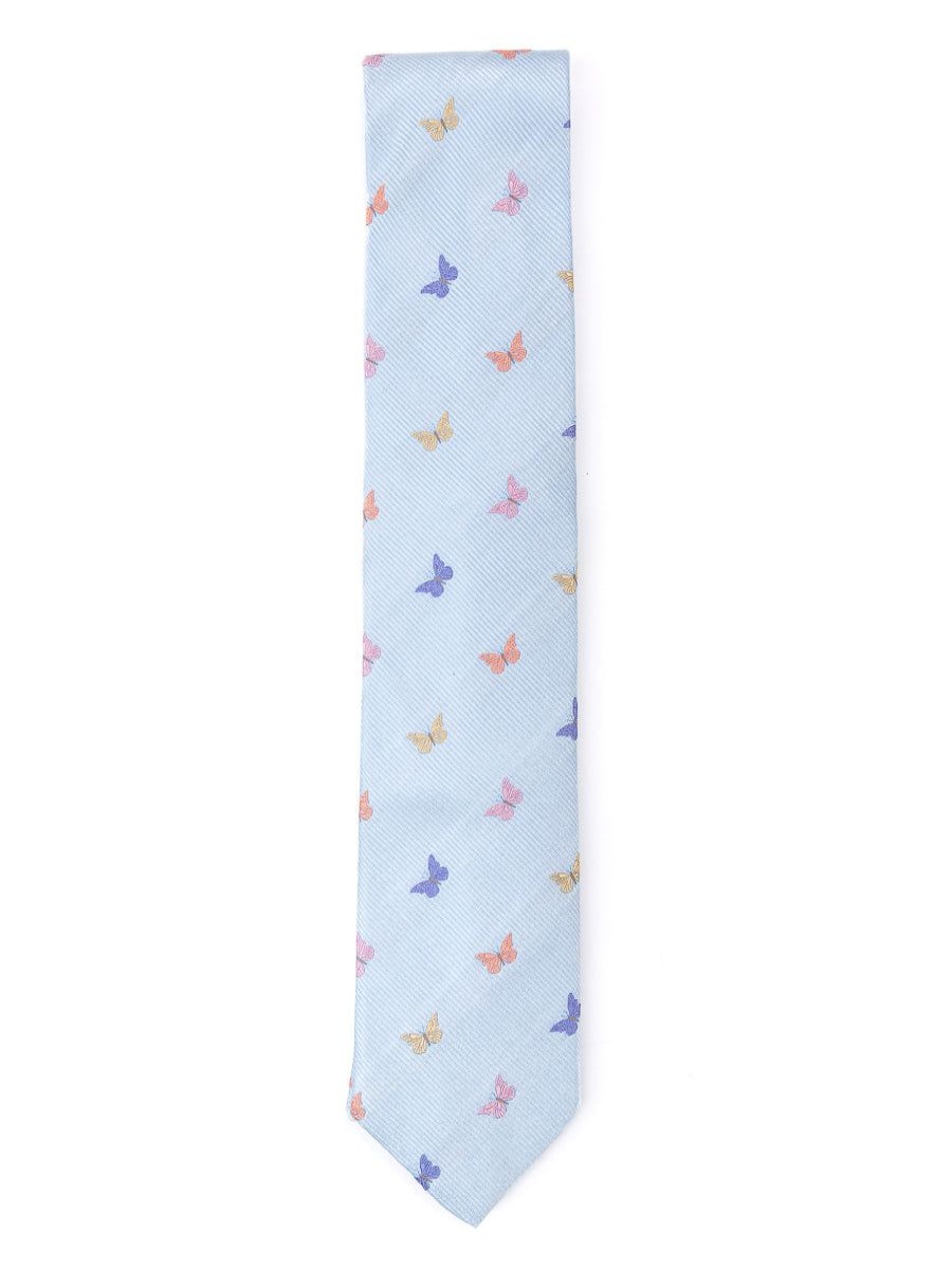 Menswear Favourbrook Ties | Pale Blue Butterfly Silk Tie