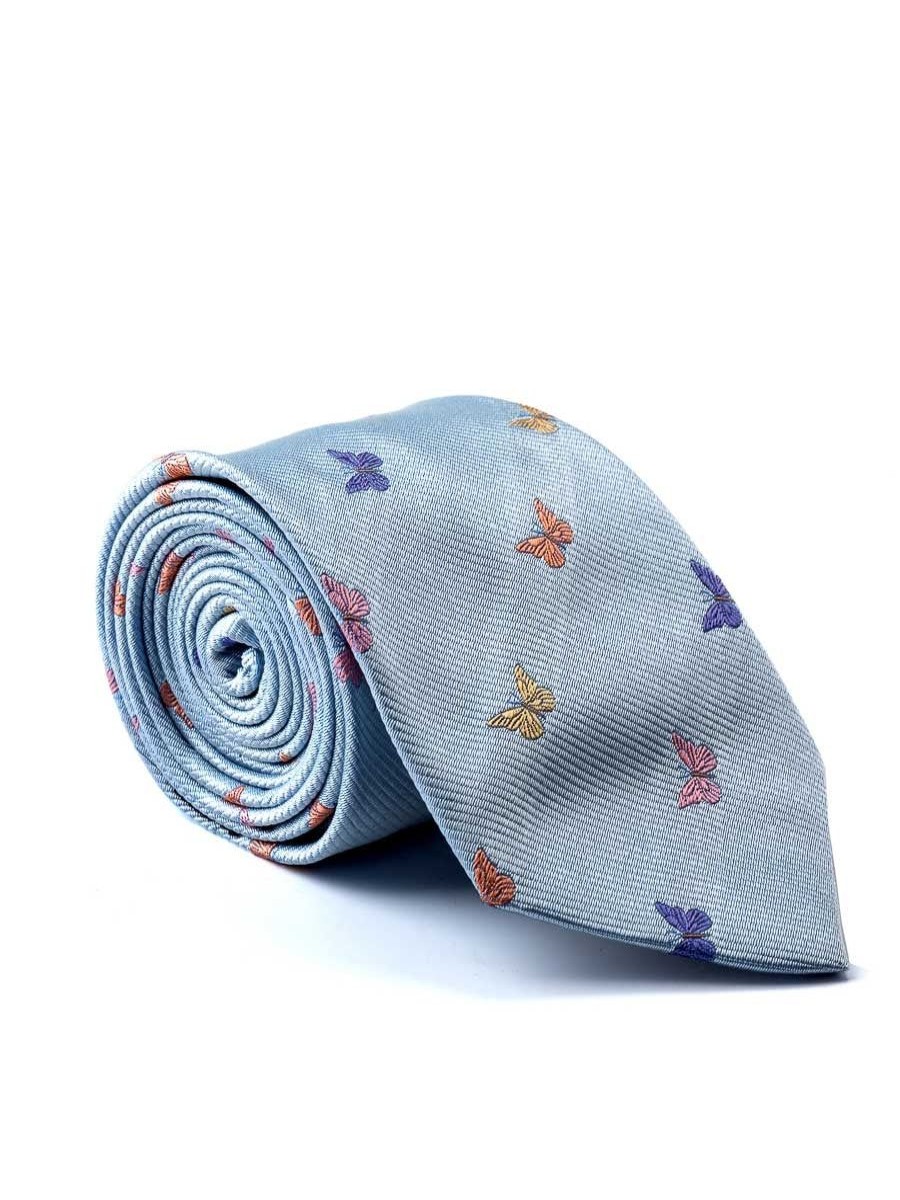 Menswear Favourbrook Ties | Pale Blue Butterfly Silk Tie