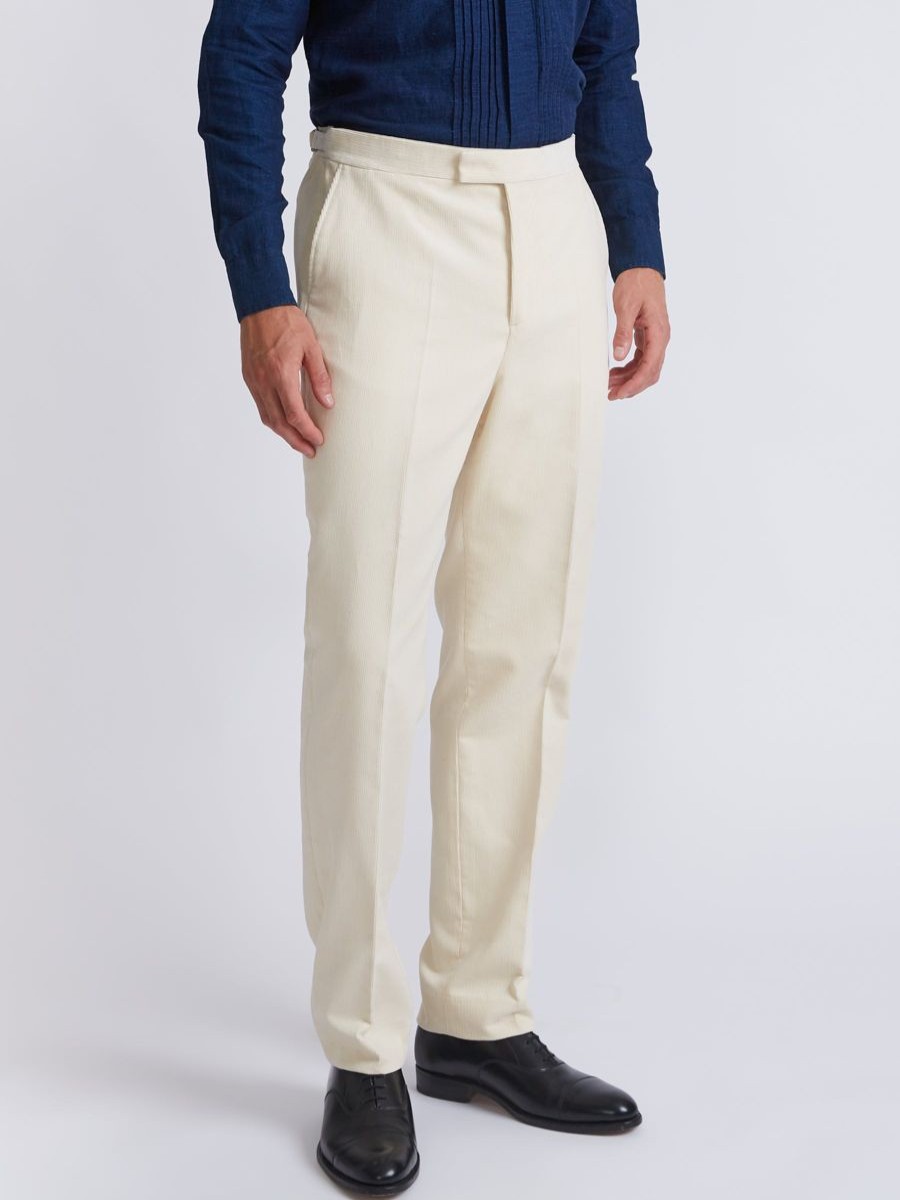 Menswear Favourbrook Suits | Cream Cord Dress Trouser