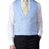 Menswear Favourbrook Waistcoats | Sky Blue Evering Linen Double Breasted 8 Button Shawl Lapel Piped Waistcoat