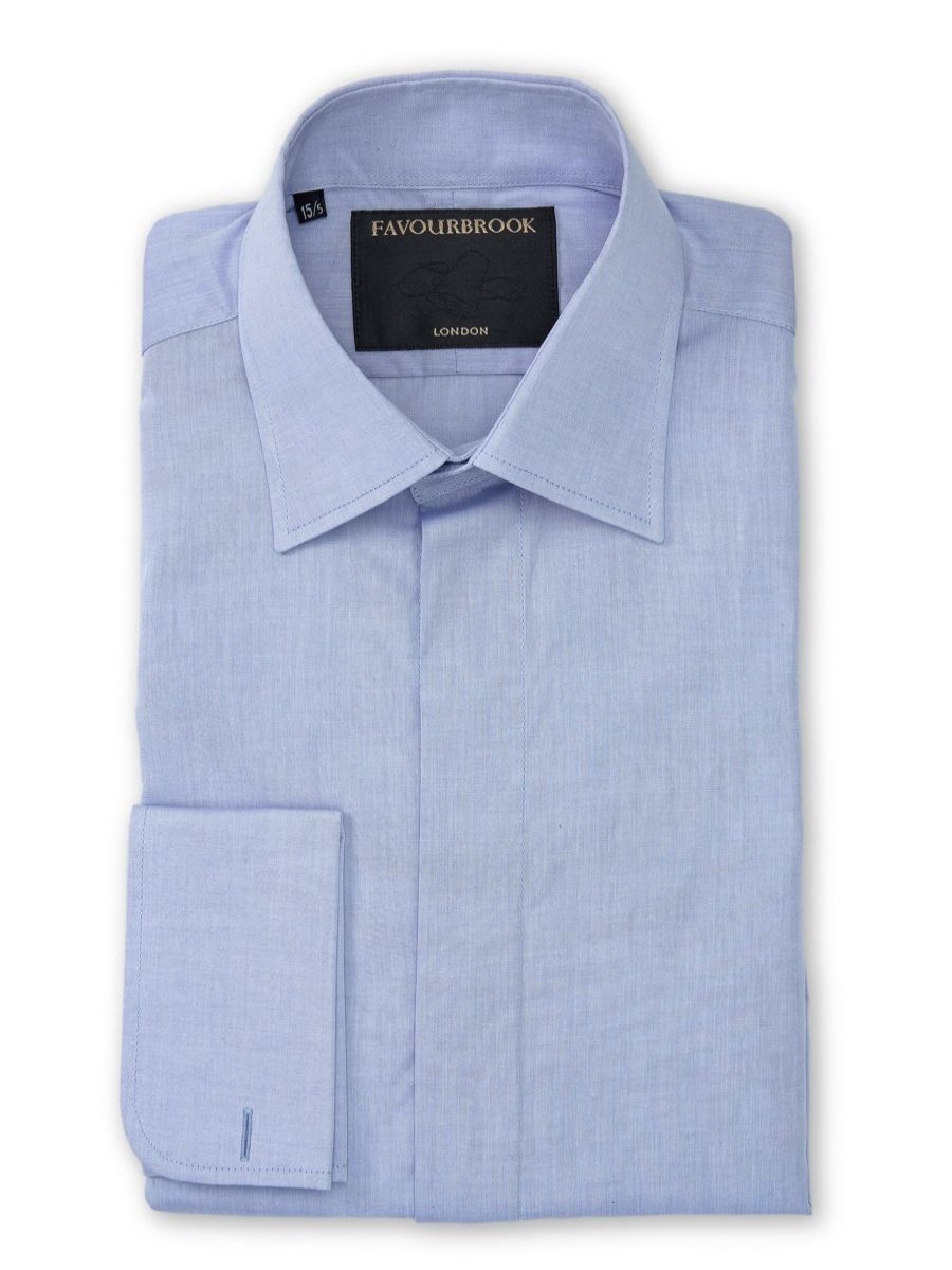 Menswear Favourbrook Shirts | Lilac Blue Poplin Cotton Gatsby Shirt